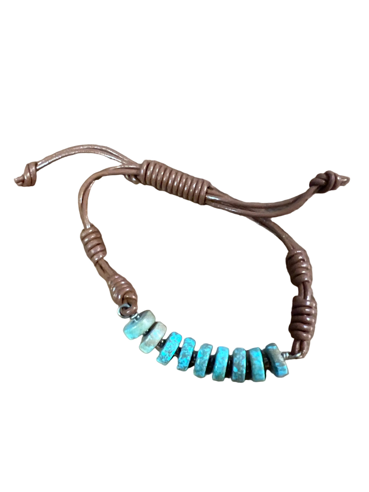Disc Beaded Leather Bracelet