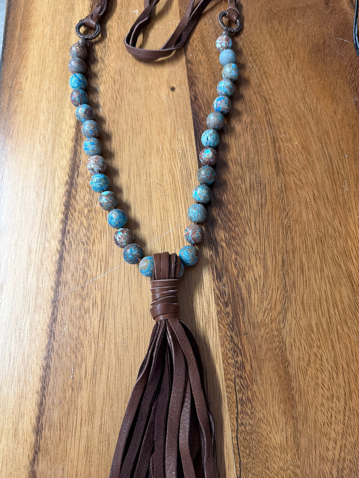Turquoise Leather Necklace