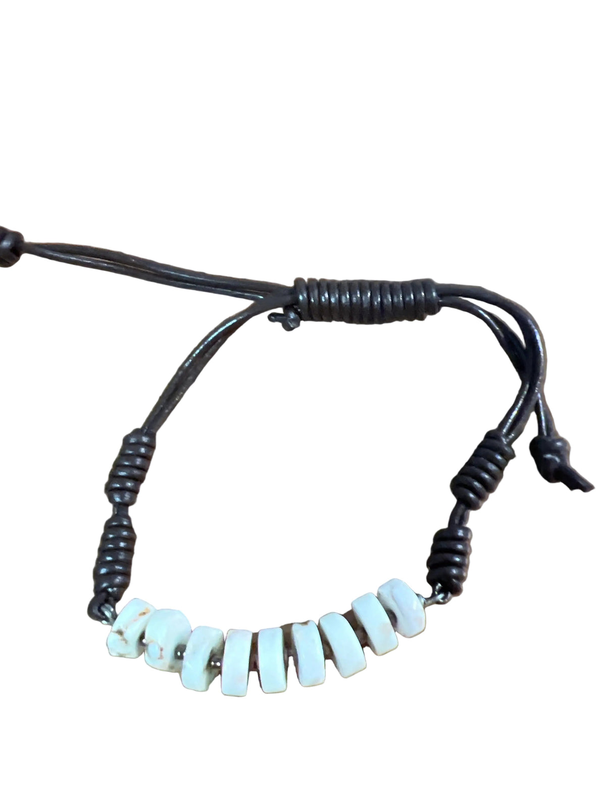 Disc Beaded Leather Bracelet