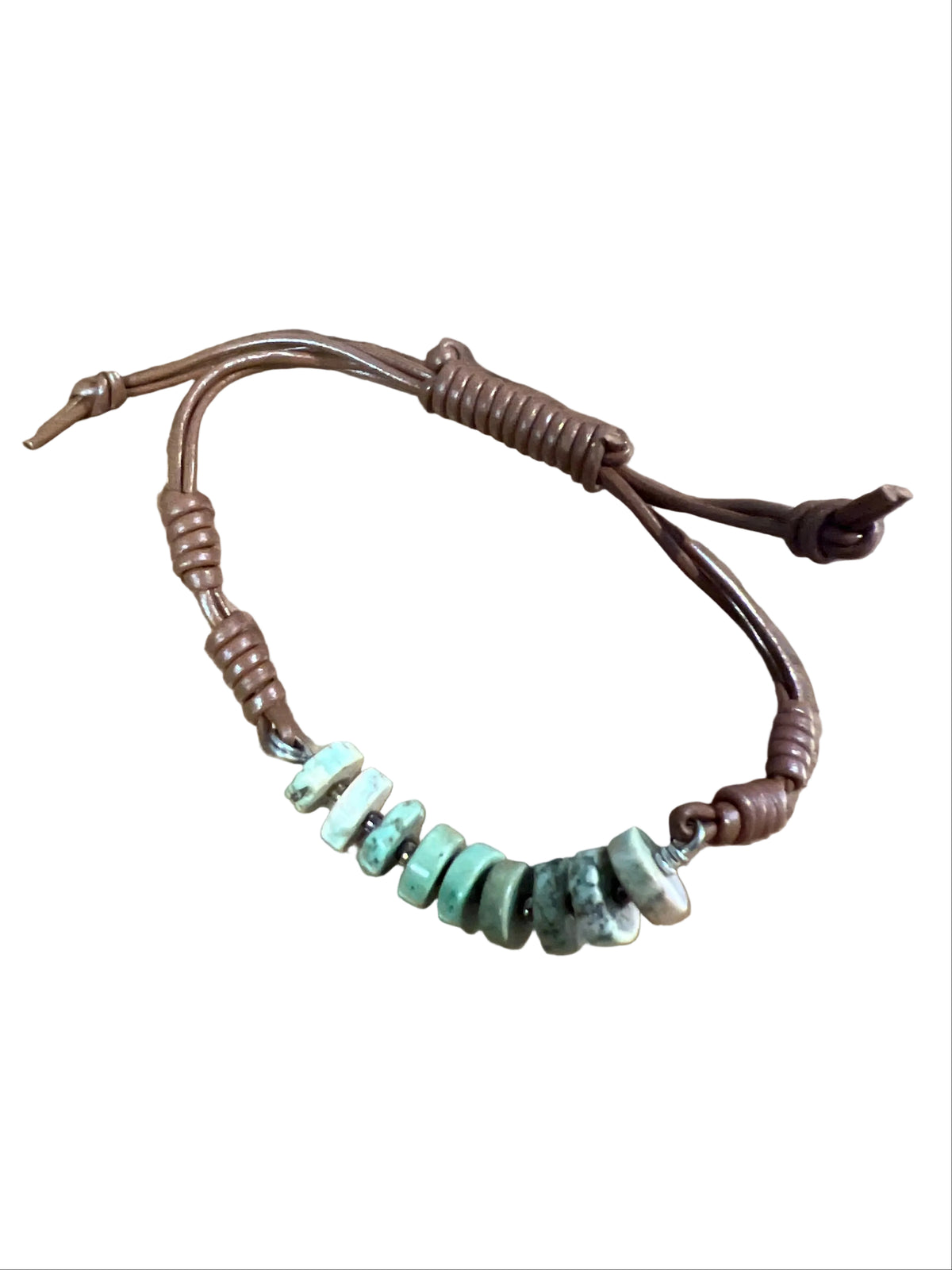 Disc Beaded Leather Bracelet