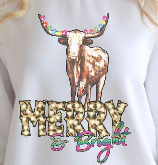 Merry and Bright Cow Tee