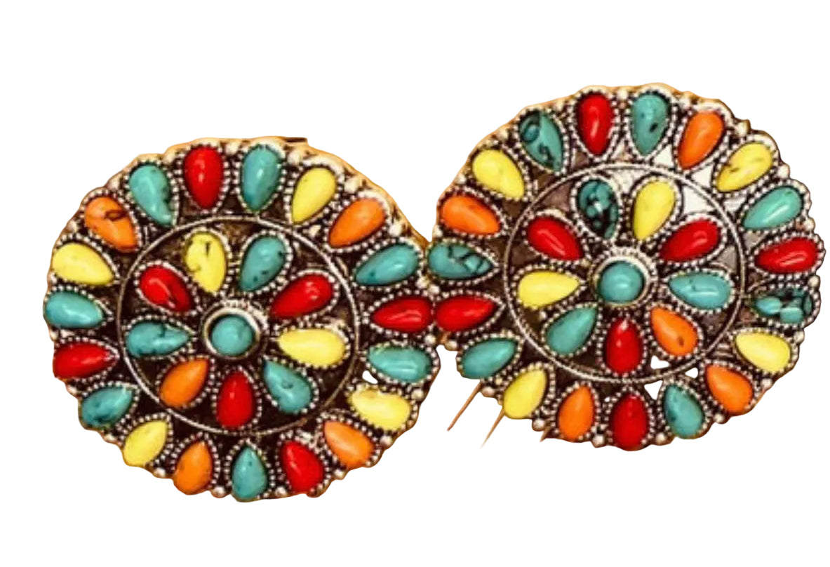 Western Concho Stud Earrings