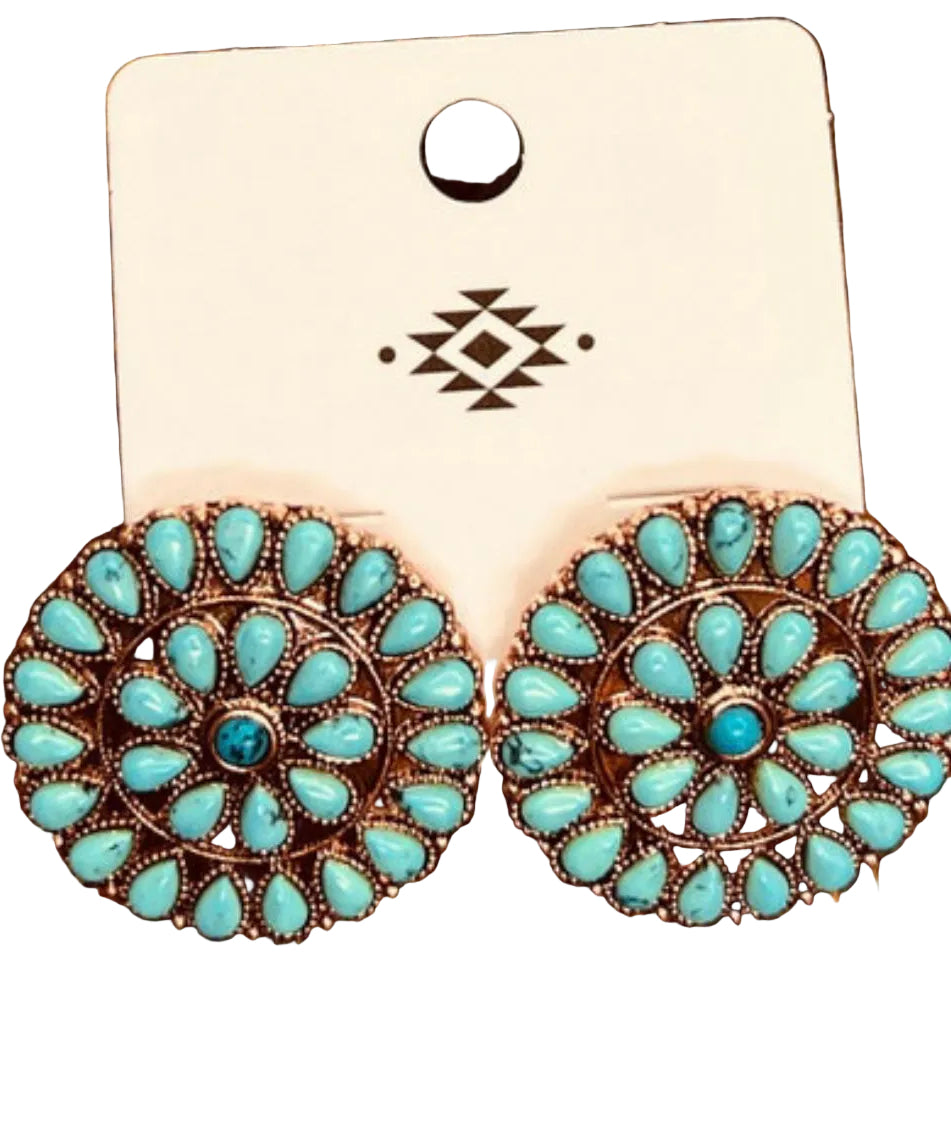 Western Concho Stud Earrings
