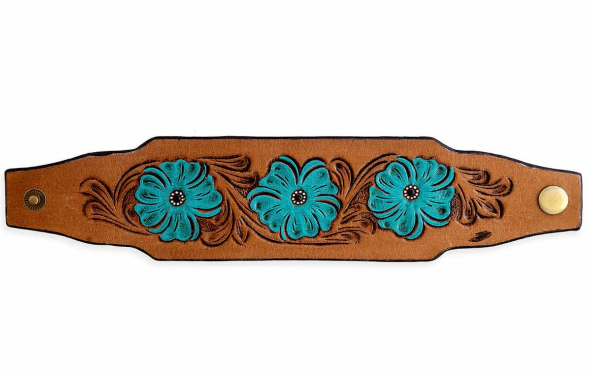 Bold Blossom Leather Cuff