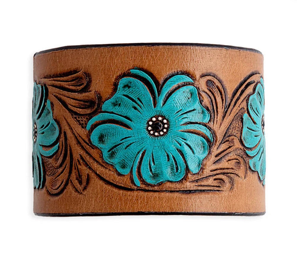Bold Blossom Leather Cuff