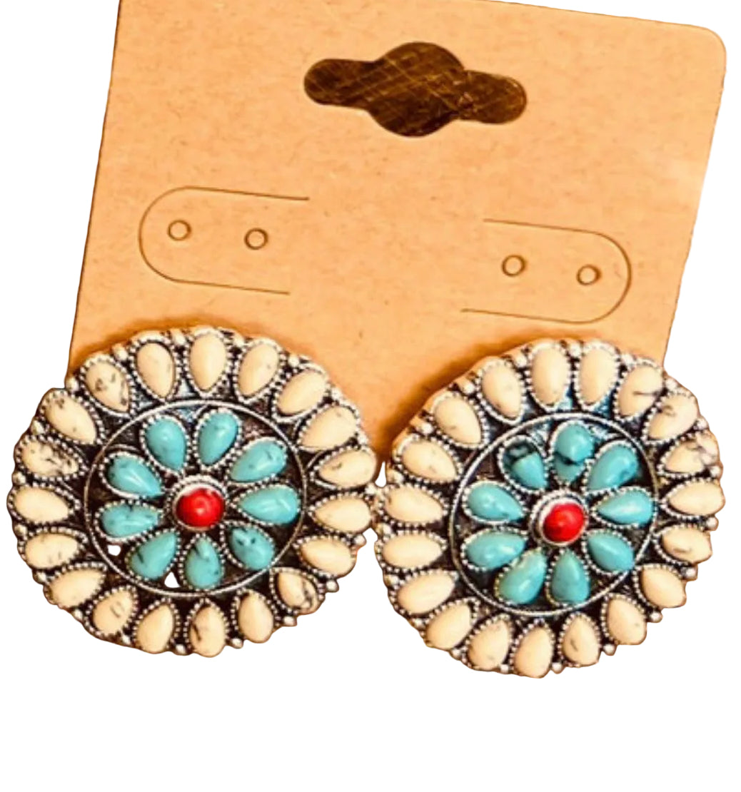 Western Concho Stud Earrings